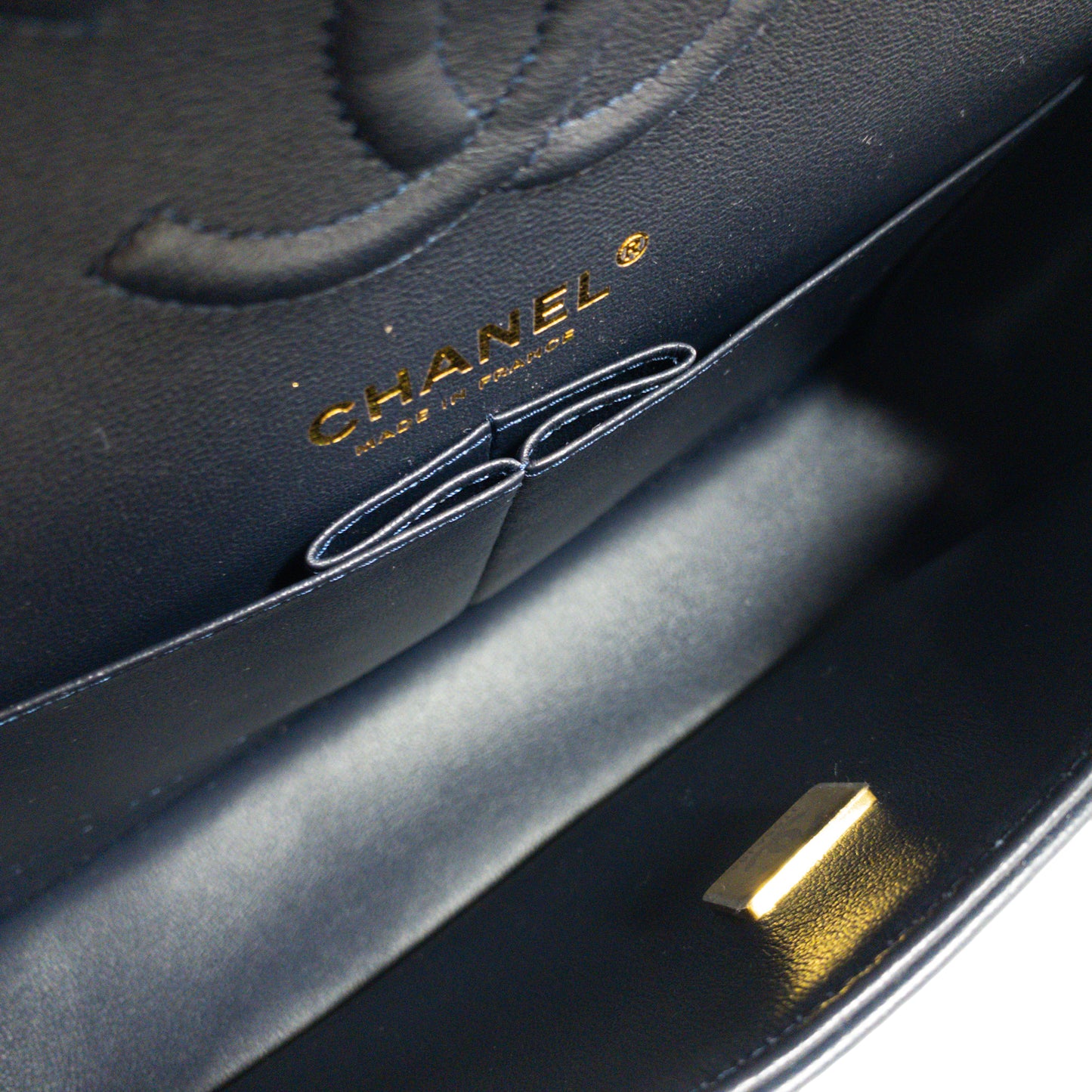 Chanel Navy Lambskin Small Classic Flap GHW