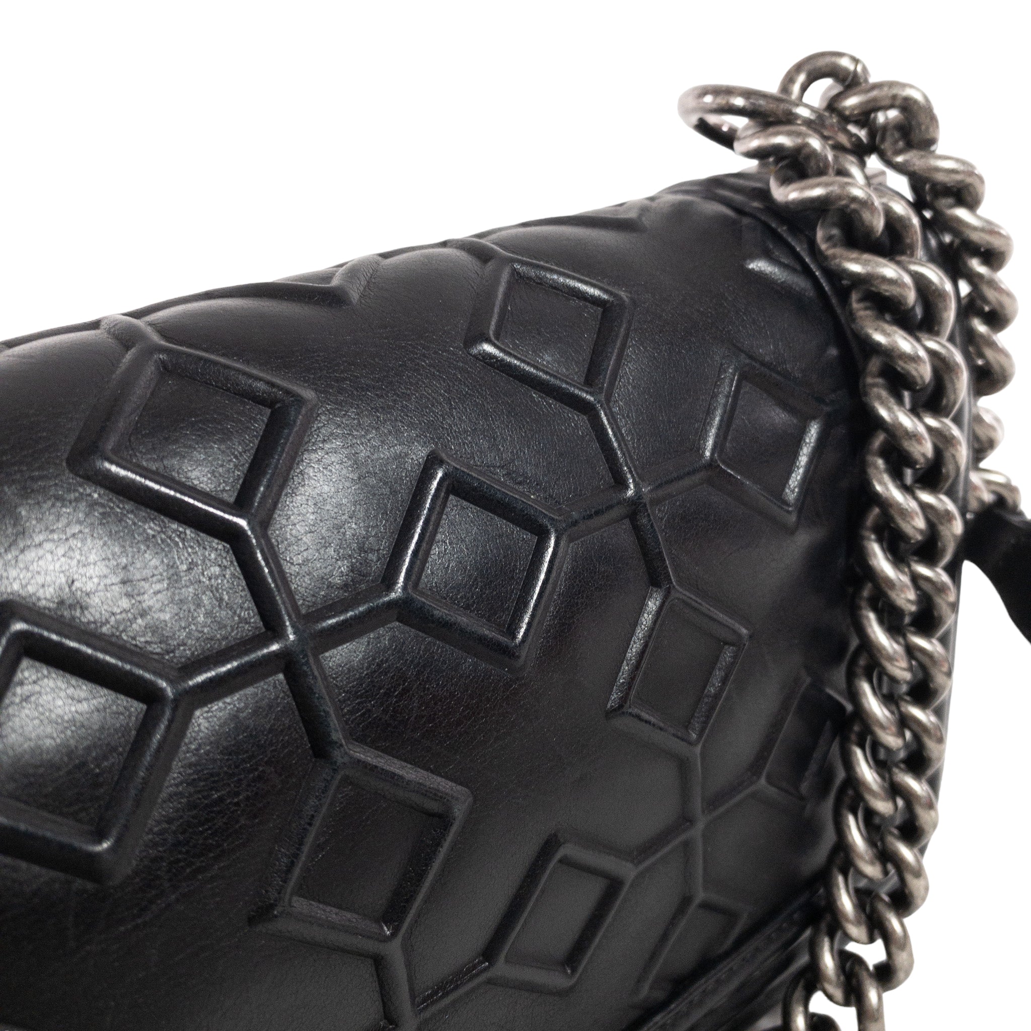 Chanel Black Arabesque Embossed Medium Boy Bag RHW