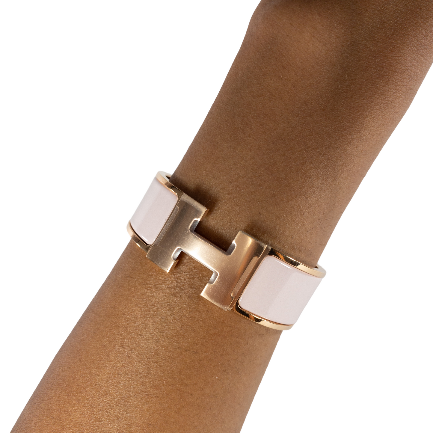 Hermes Rose Candeur Wide Clic H Bracelet Rose Gold
