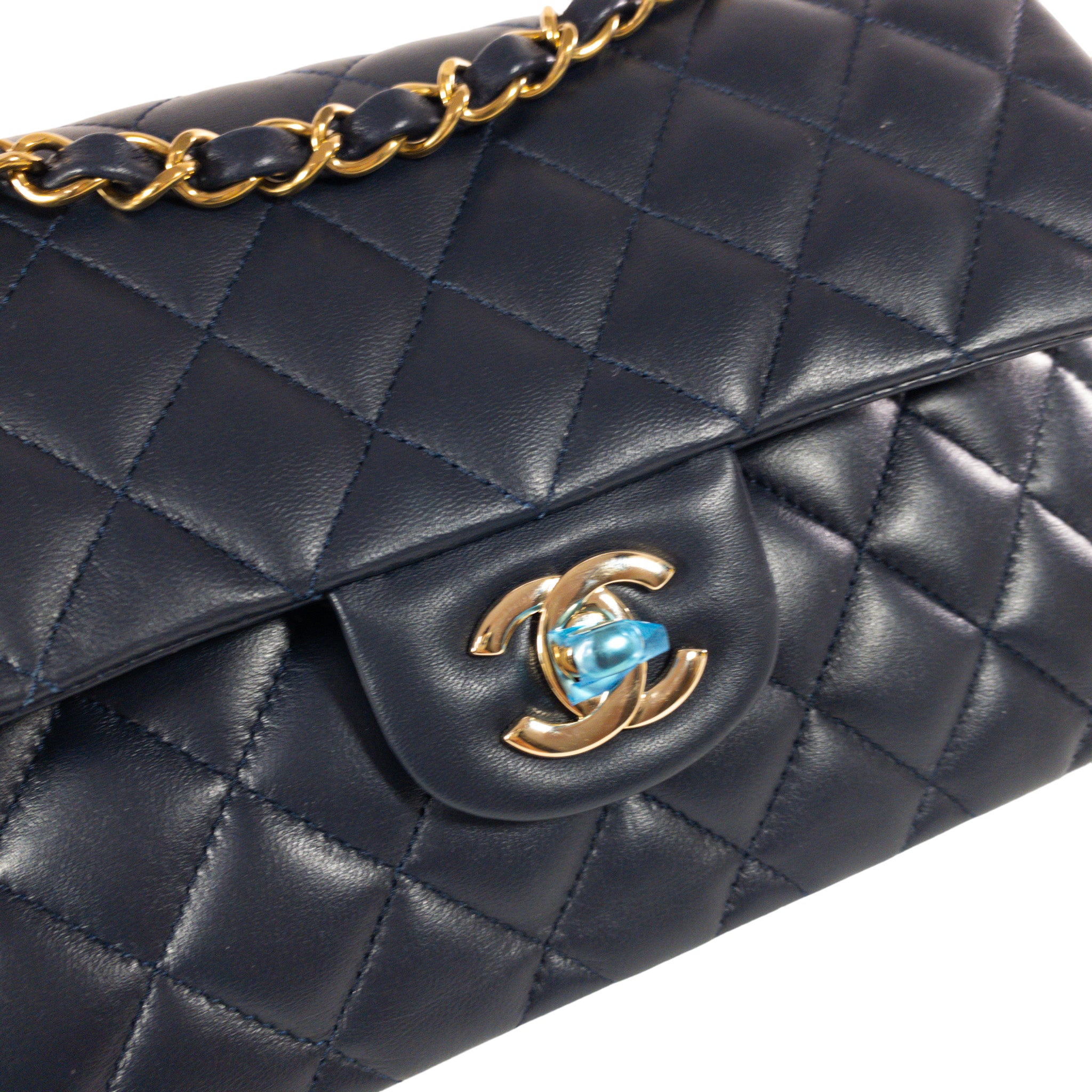 Chanel Navy Lambskin Small Classic Flap GHW