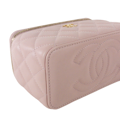 Chanel Pink Lambskin Vanity Case w/ Jeweled Chain