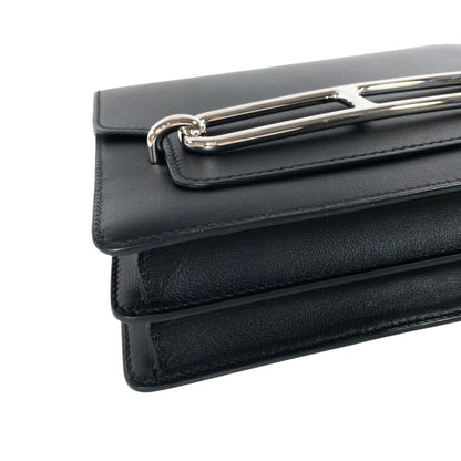 Hermes Black Sac Roulis 23cm PHW