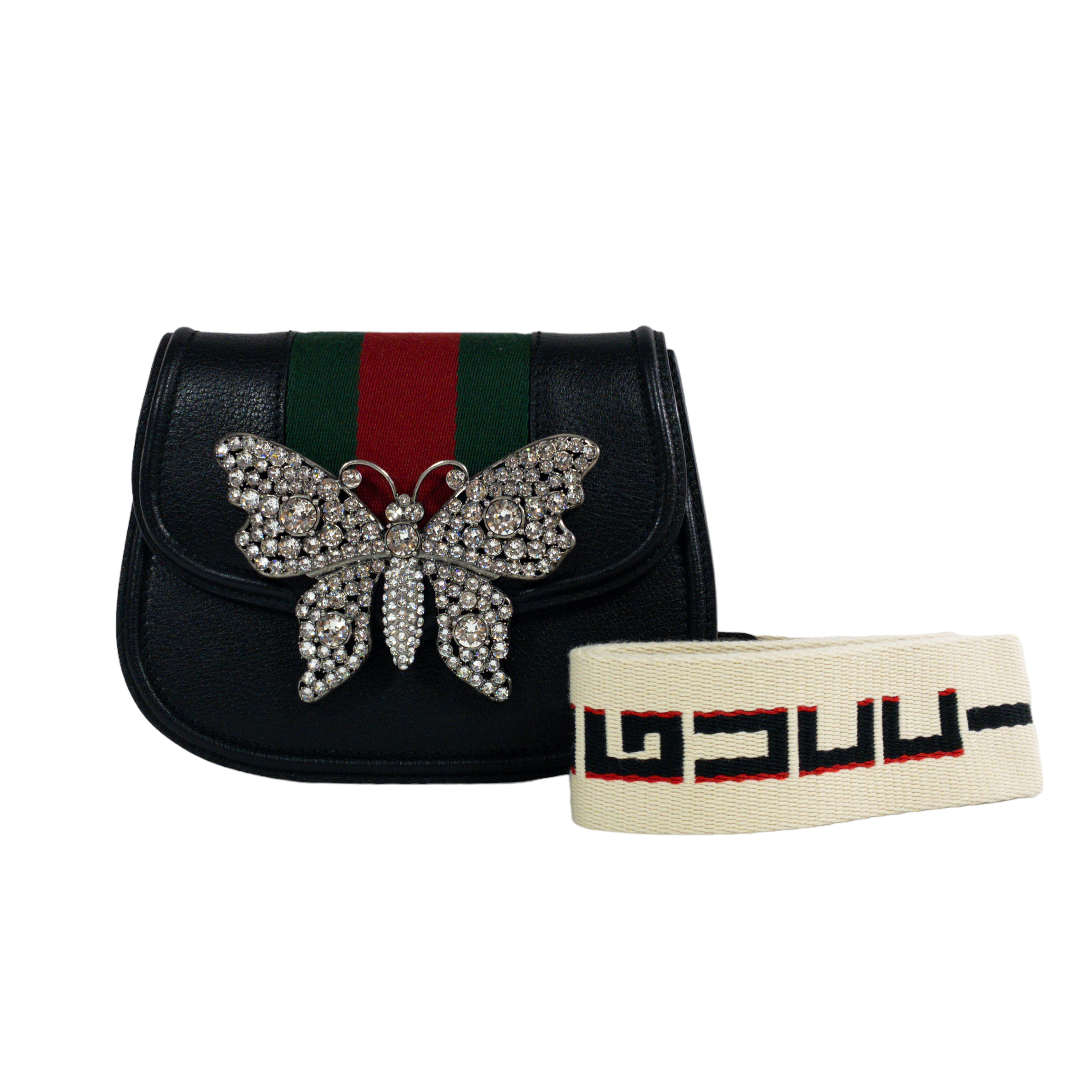 Gucci Black Linea Totem Crystal Flap Bag