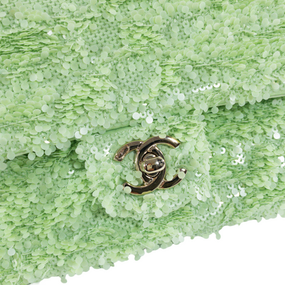 Chanel Green Mini Square Sequin Flap