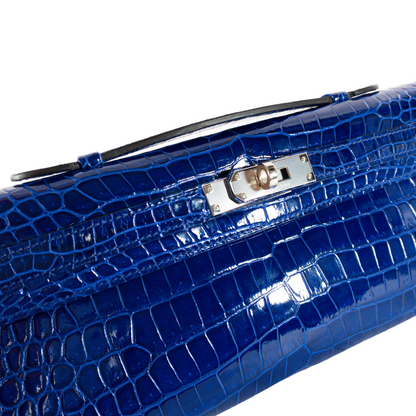 Hermes Blue Electric Kelly Cut Crocodile PHW