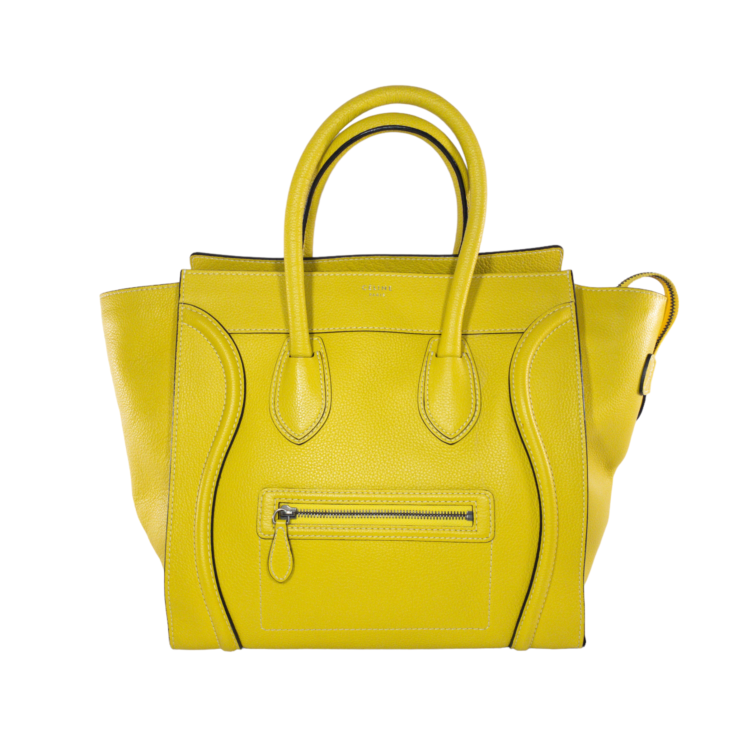 Celine Yellow Drummed Mini Luggage Tote