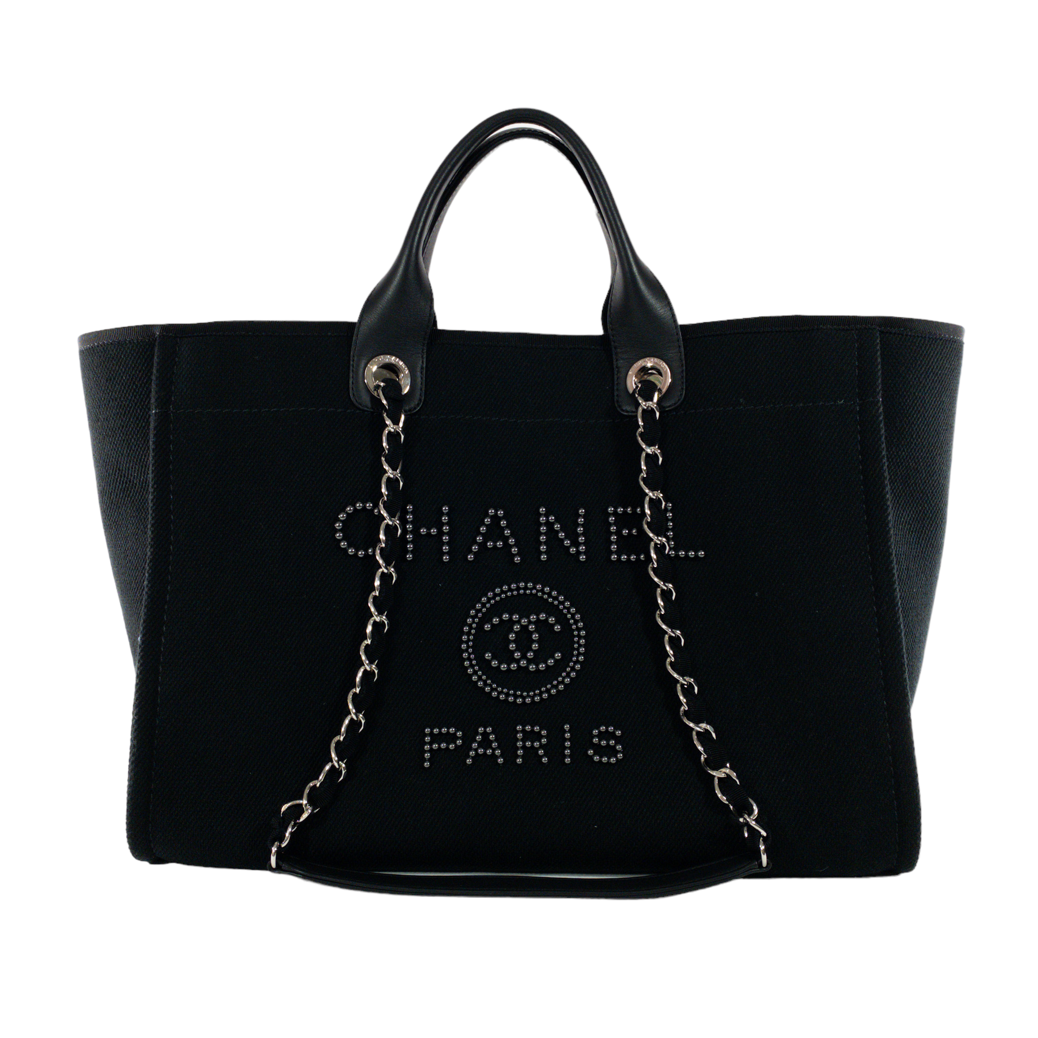 Chanel Black Beaded Canvas Deauville SHW