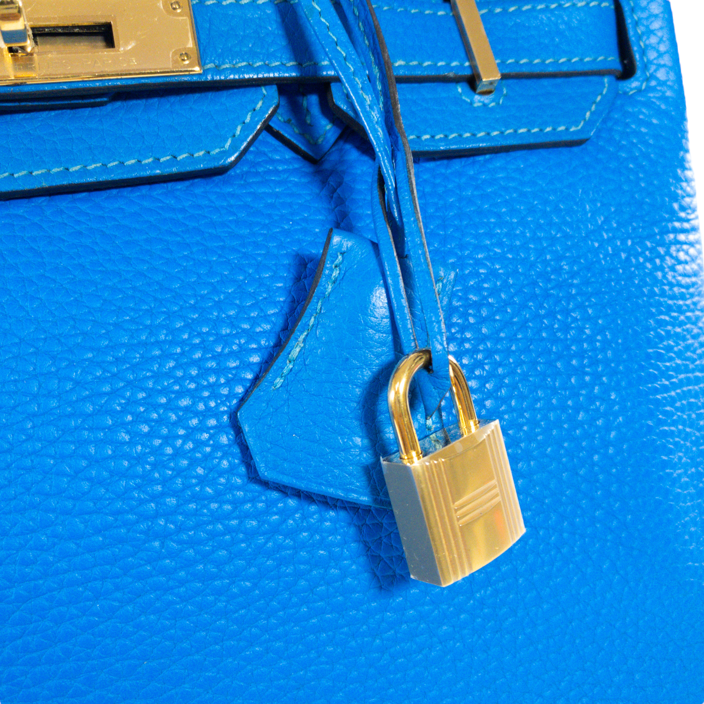 Hermes Blue Hydra Clemence Birkin 30cm GHW