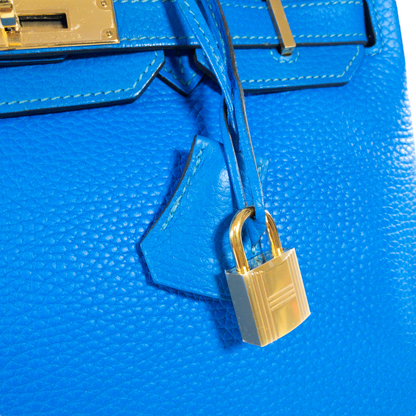 Hermes Blue Hydra Clemence Birkin 30cm GHW