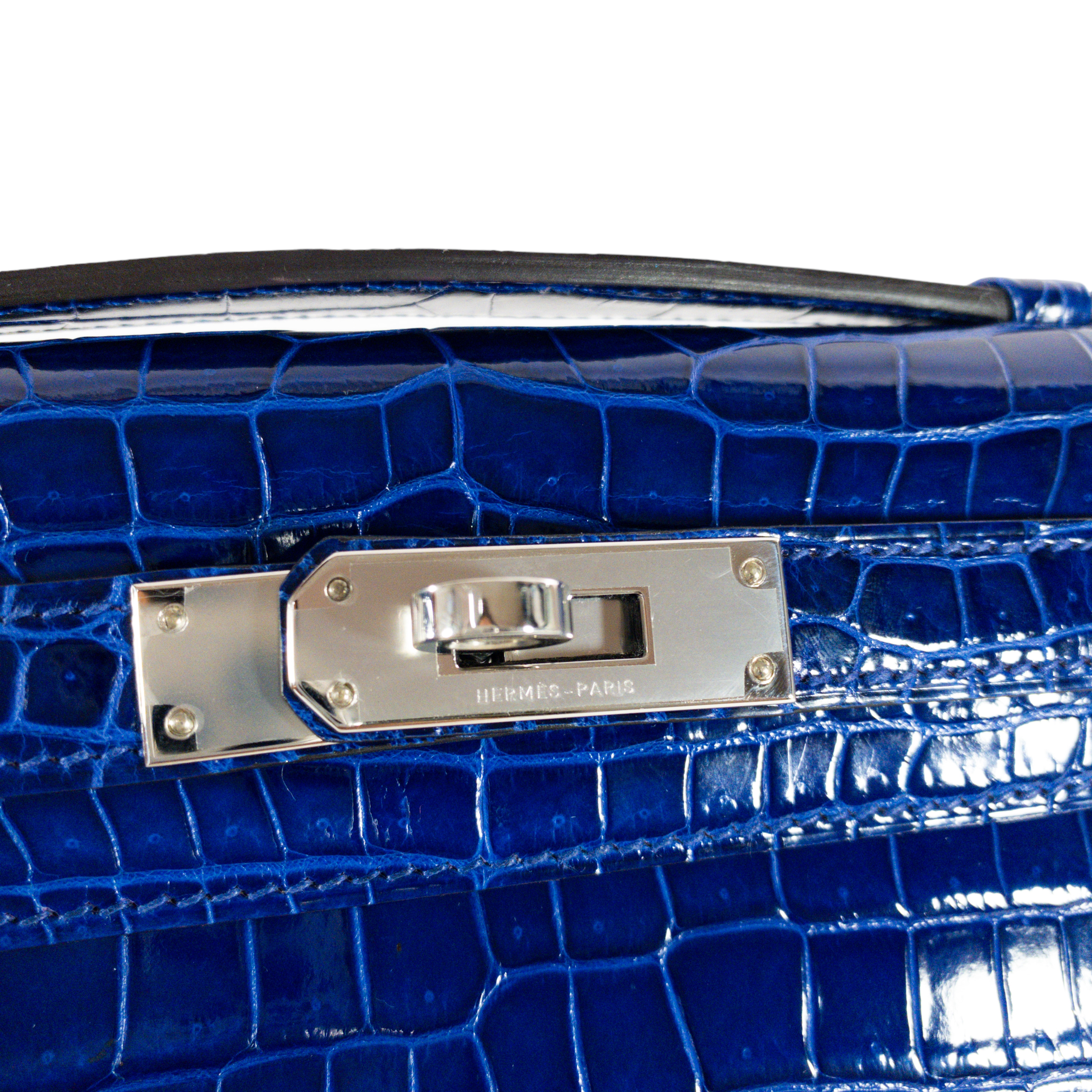 Hermes Blue Electric Kelly Cut Crocodile PHW