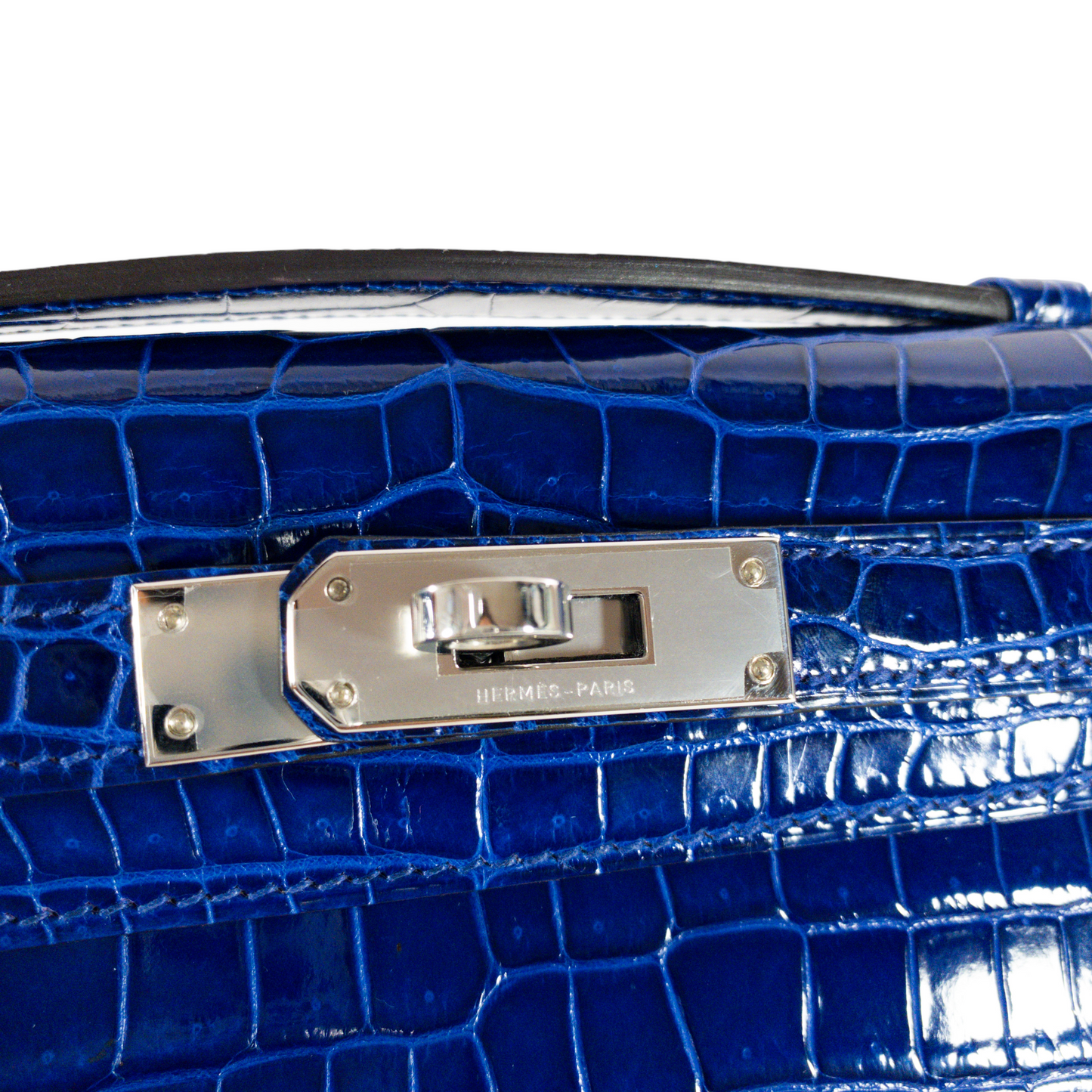 Hermes Blue Electric Kelly Cut Crocodile PHW