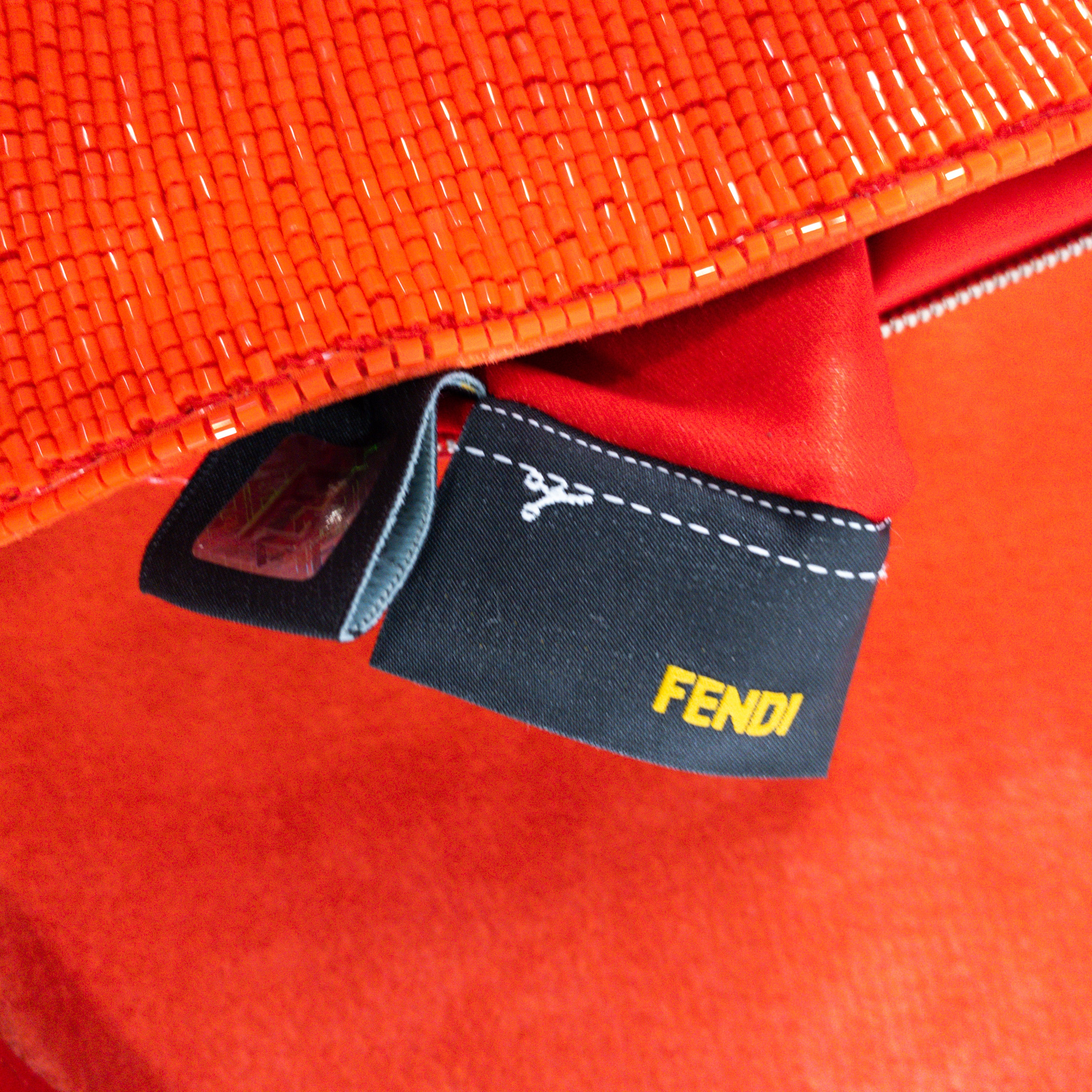 Fendi Poppy Red Beadded Baguette