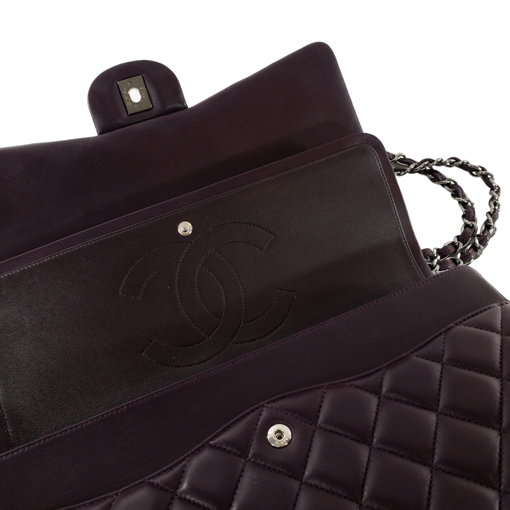 Chanel Plum Lambskin Maxi SHW