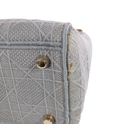 Dior Gray Embroidered Canvas Lady D-Lite