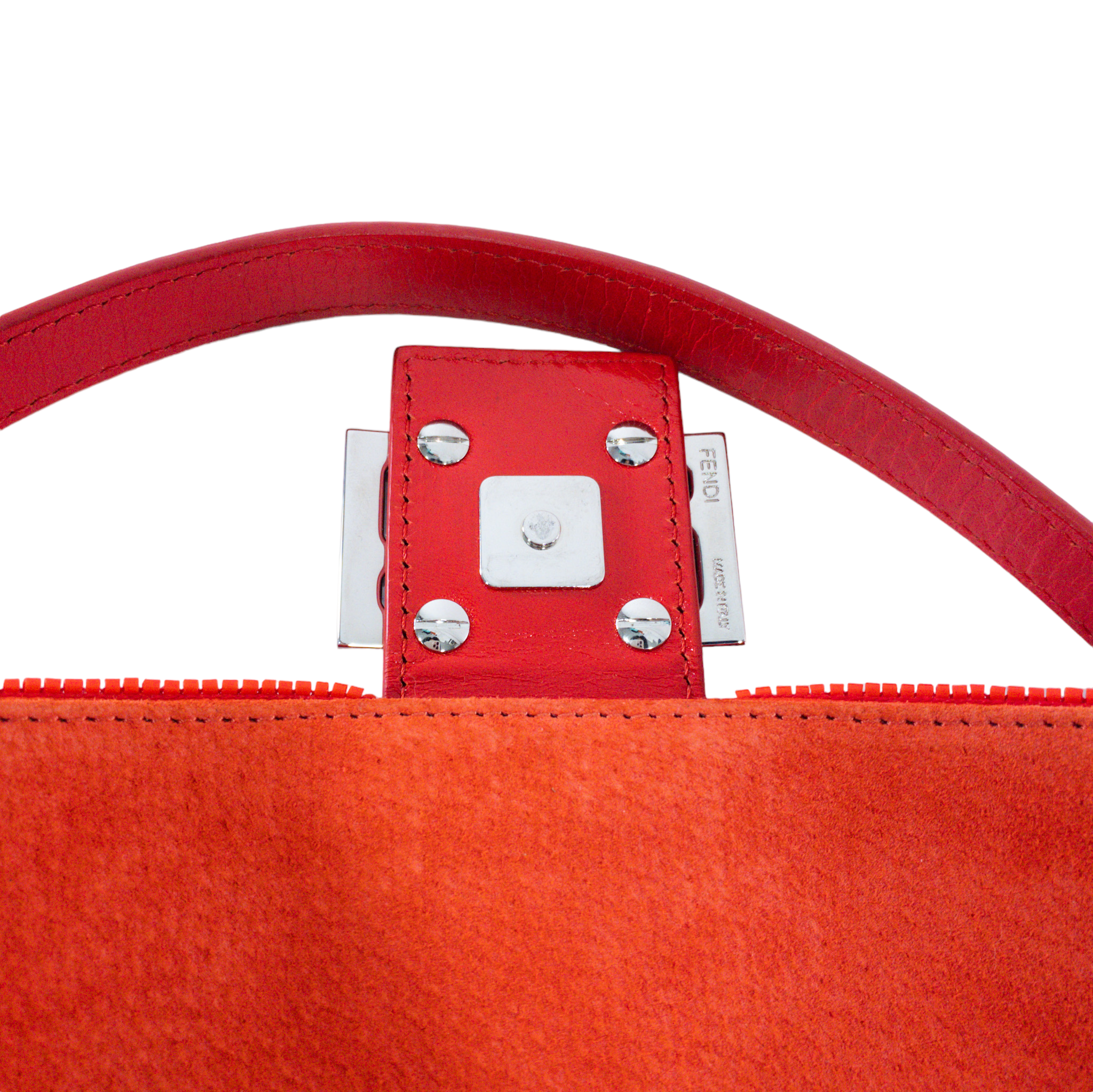 Fendi Poppy Red Beadded Baguette