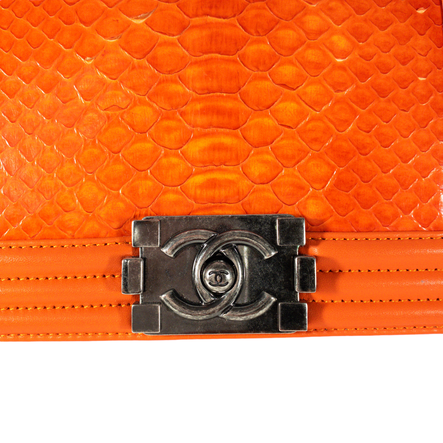 Chanel Small Orange Python Boy Bag RHW