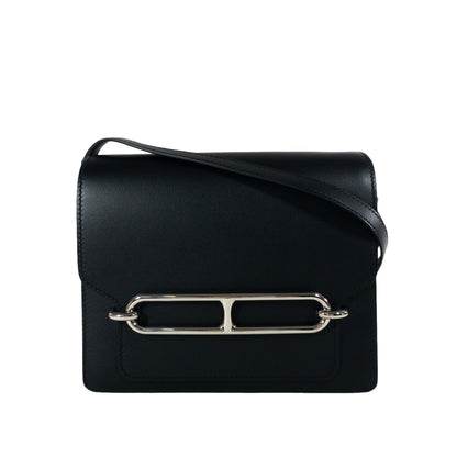 Hermes Black Sac Roulis 23cm PHW