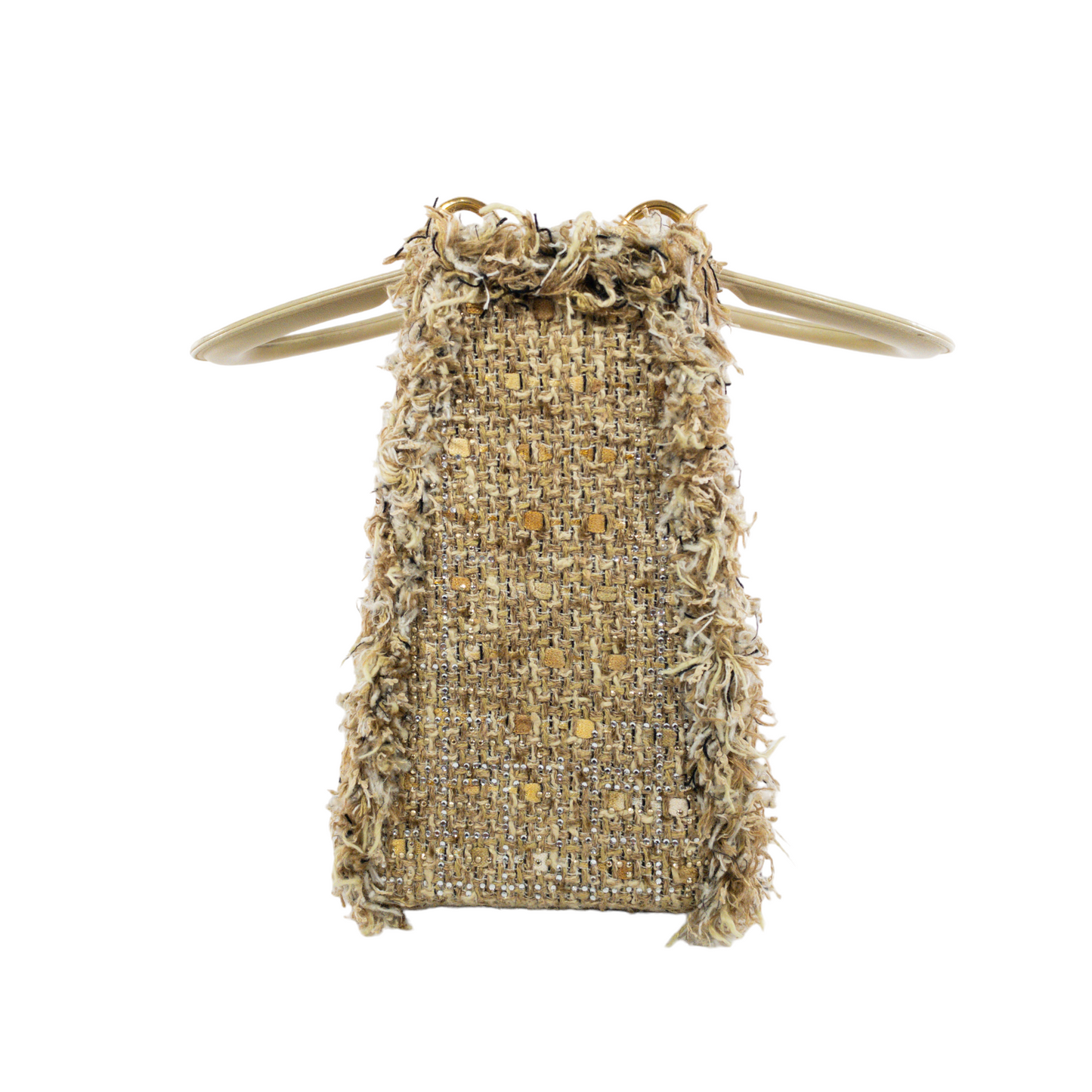 Dior Taupe Tweed Medium Lady Dior w Crystals