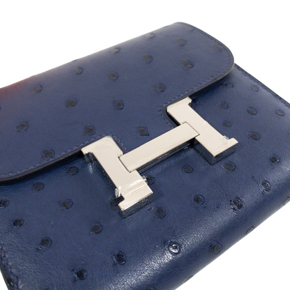Hermes Blue de Malte Ostrich Constance Wallet