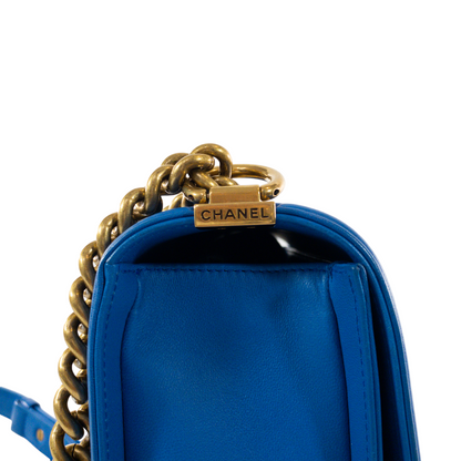 Chanel Blue Lambskin Large Boy Bag GHW