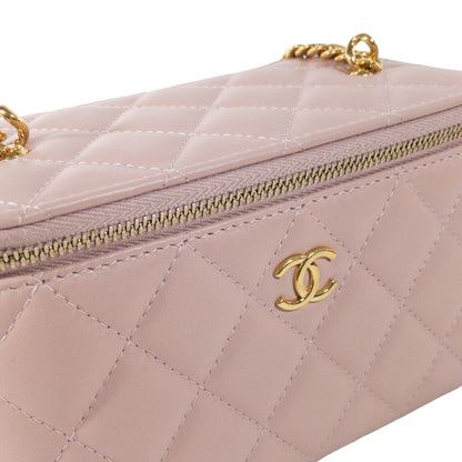Chanel Pink Lambskin Vanity Case w/ Jeweled Chain