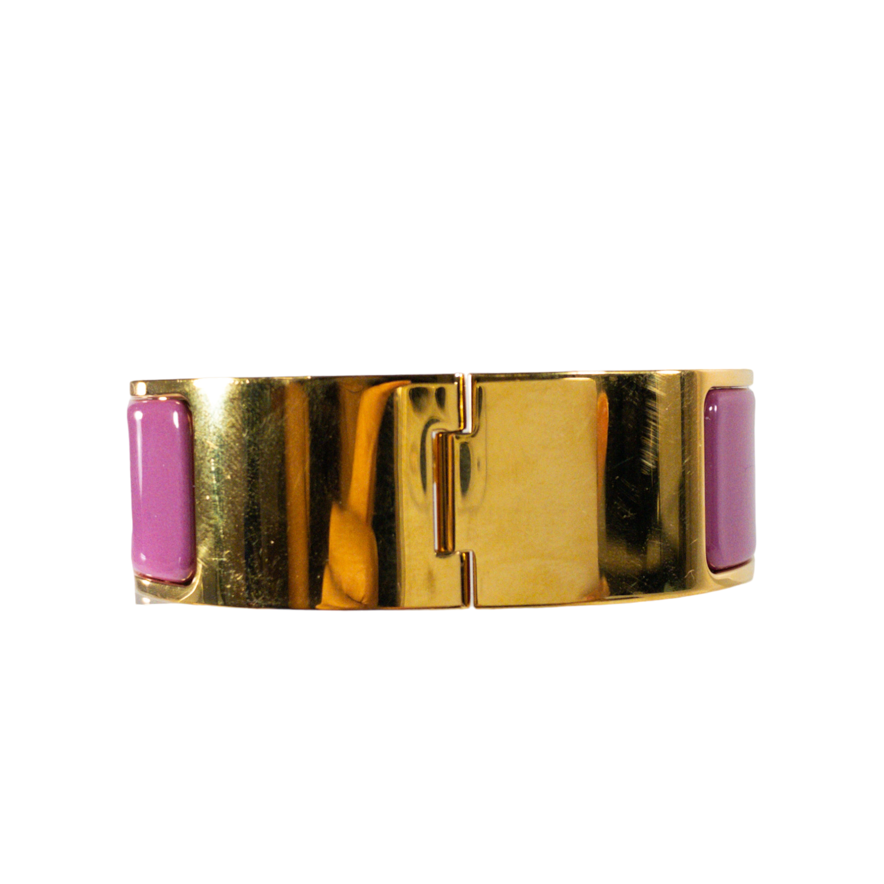 Hermes Rose Azalee Wide Clic H Bracelet GHW