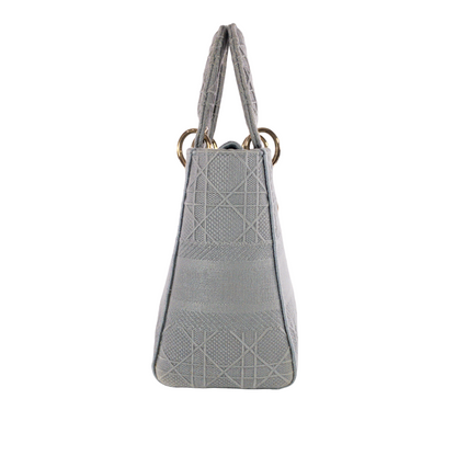 Dior Gray Embroidered Canvas Lady D-Lite