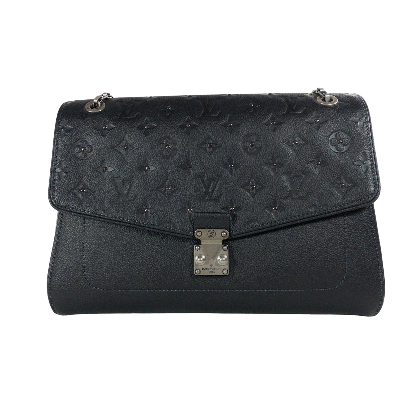Louis Vuitton Graphite Metallic Saint Germain Studded Flap Bag