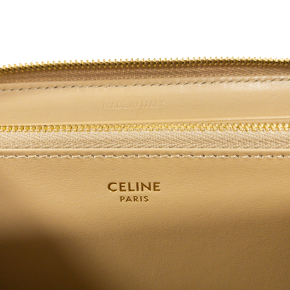 Celine Beige Quilted Zip Wallet