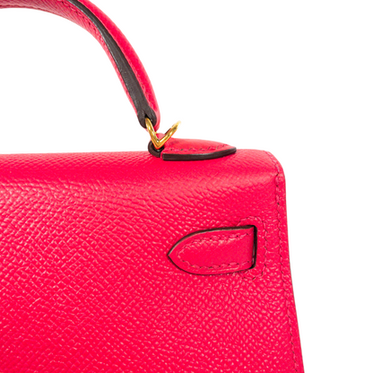 Hermes Kelly 20 Rose Extreme Epsom GHW