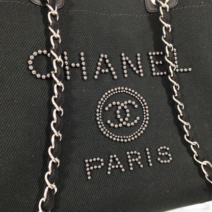 Chanel Black Beaded Canvas Deauville SHW