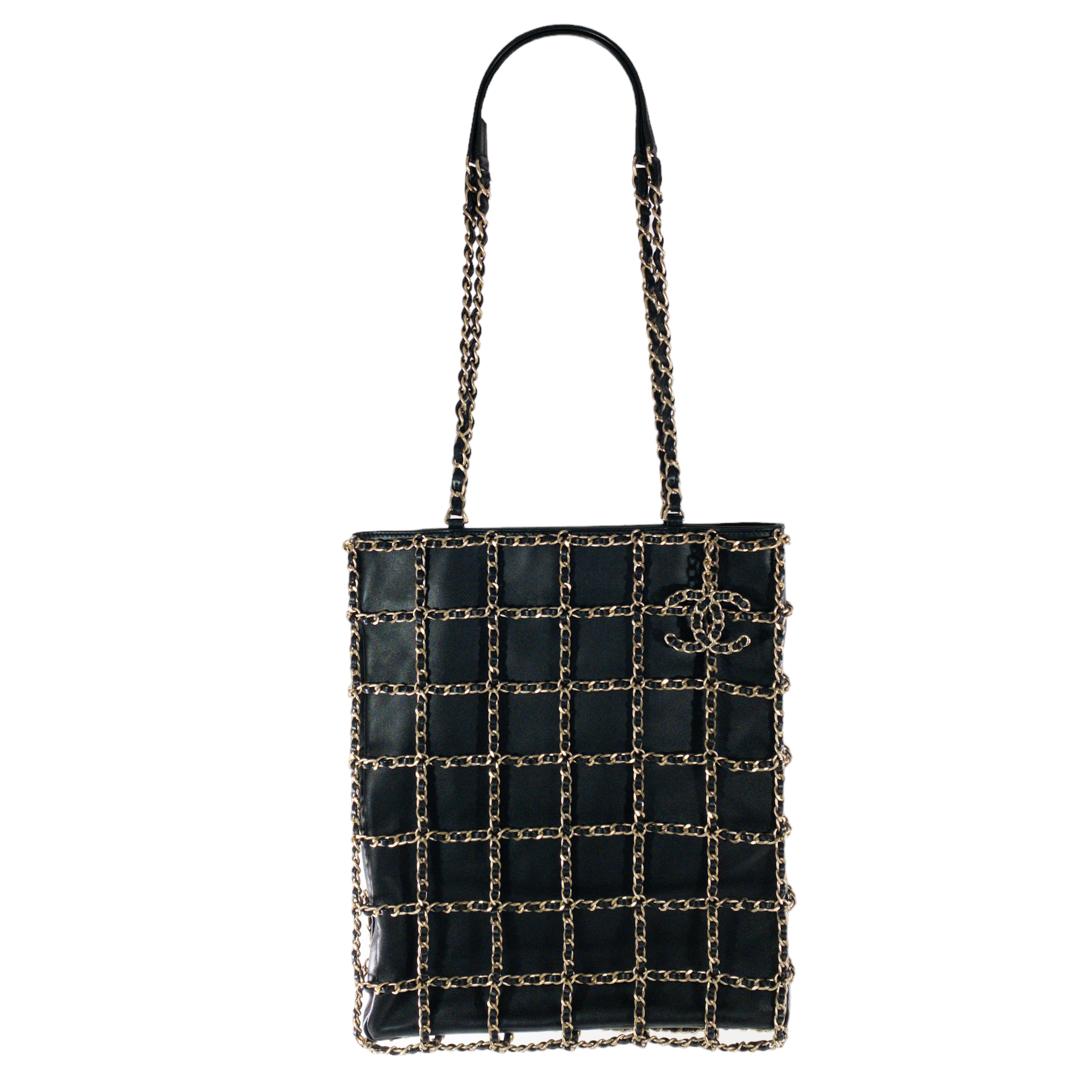Chanel Woven Chain Frame Shopping Tote