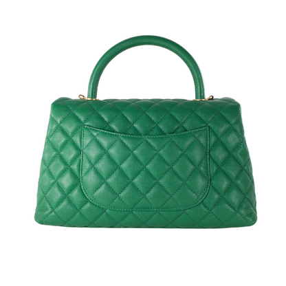 Chanel Medium Coco Handle Green Caviar GHW