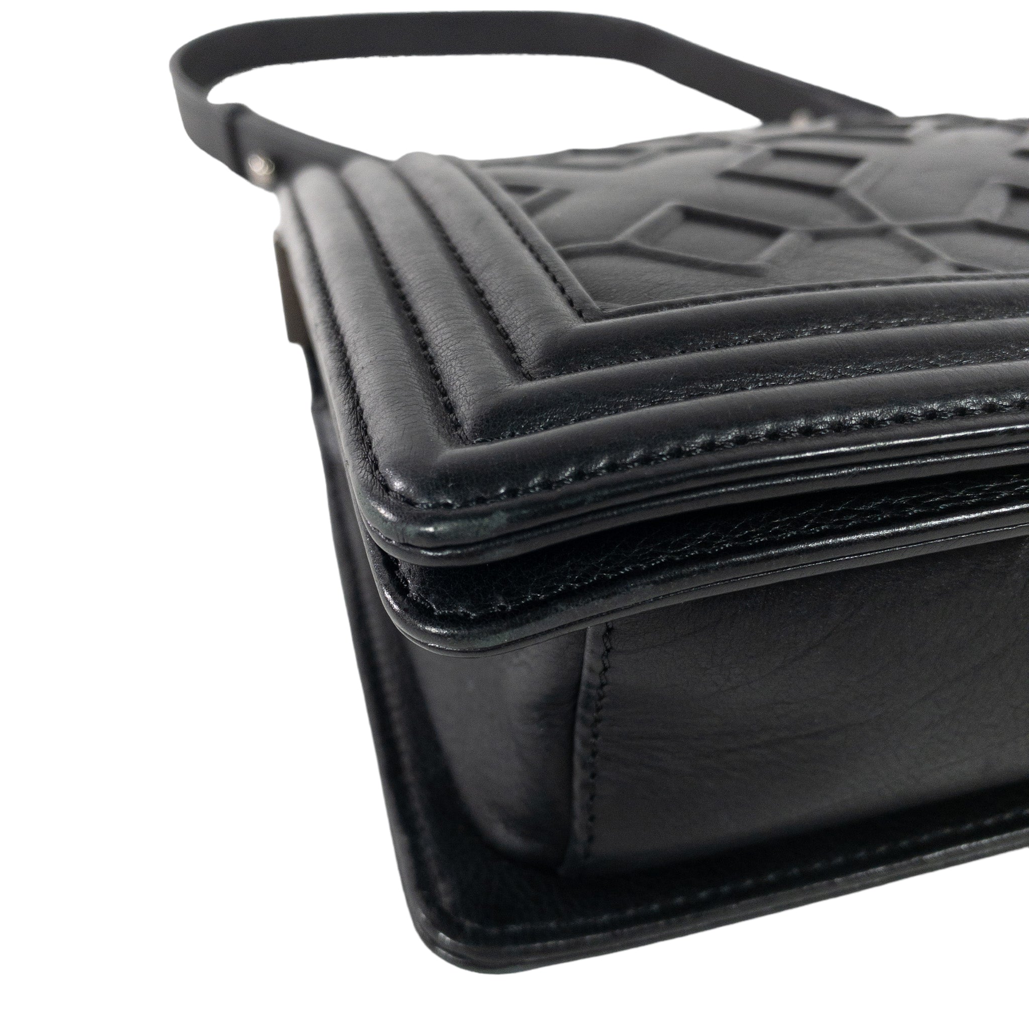 Chanel Black Arabesque Embossed Medium Boy Bag RHW