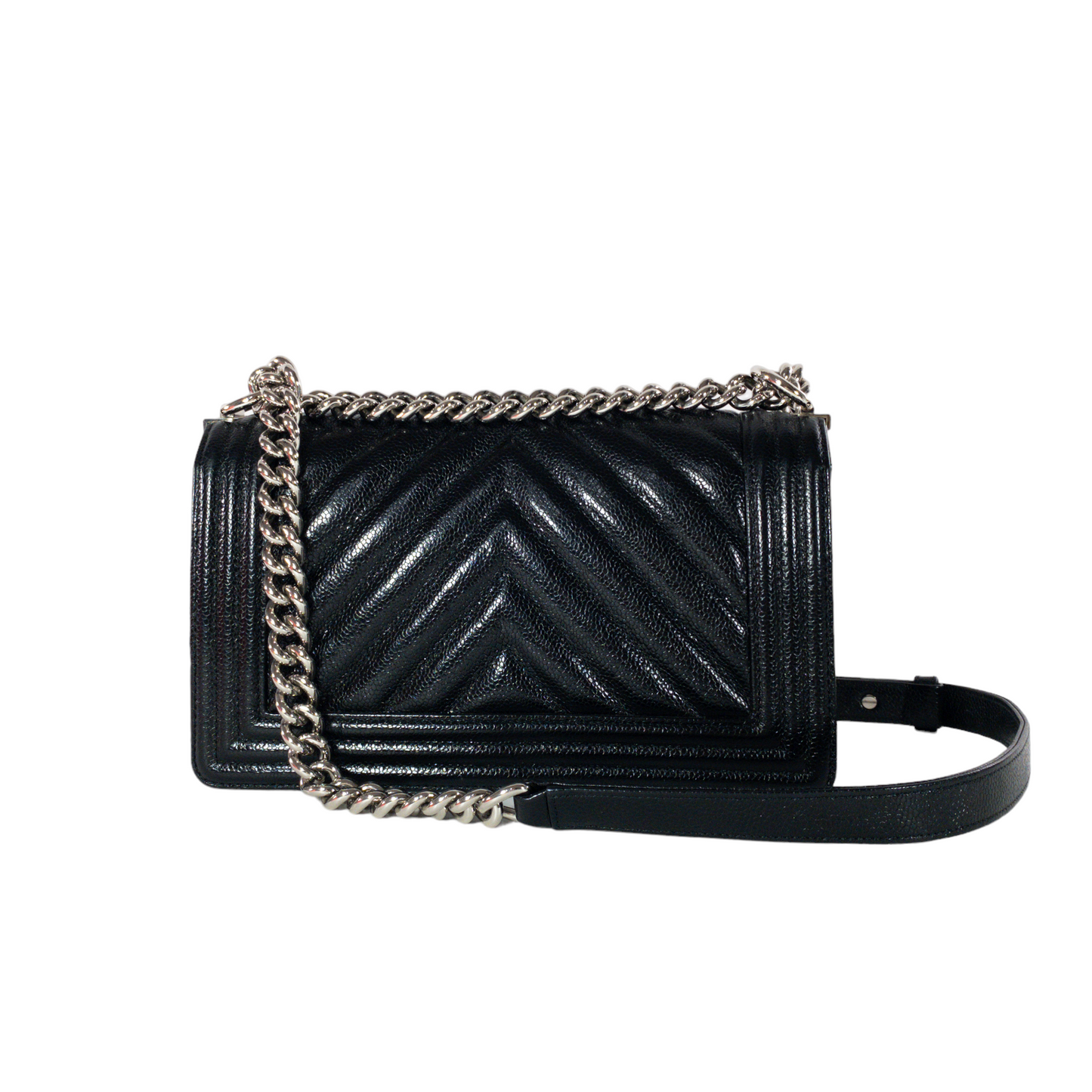 Chanel Black Caviar Medium Boy Bag SHW