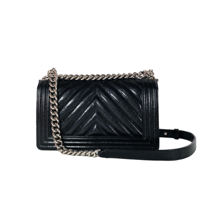 Chanel Black Caviar Medium Boy Bag SHW