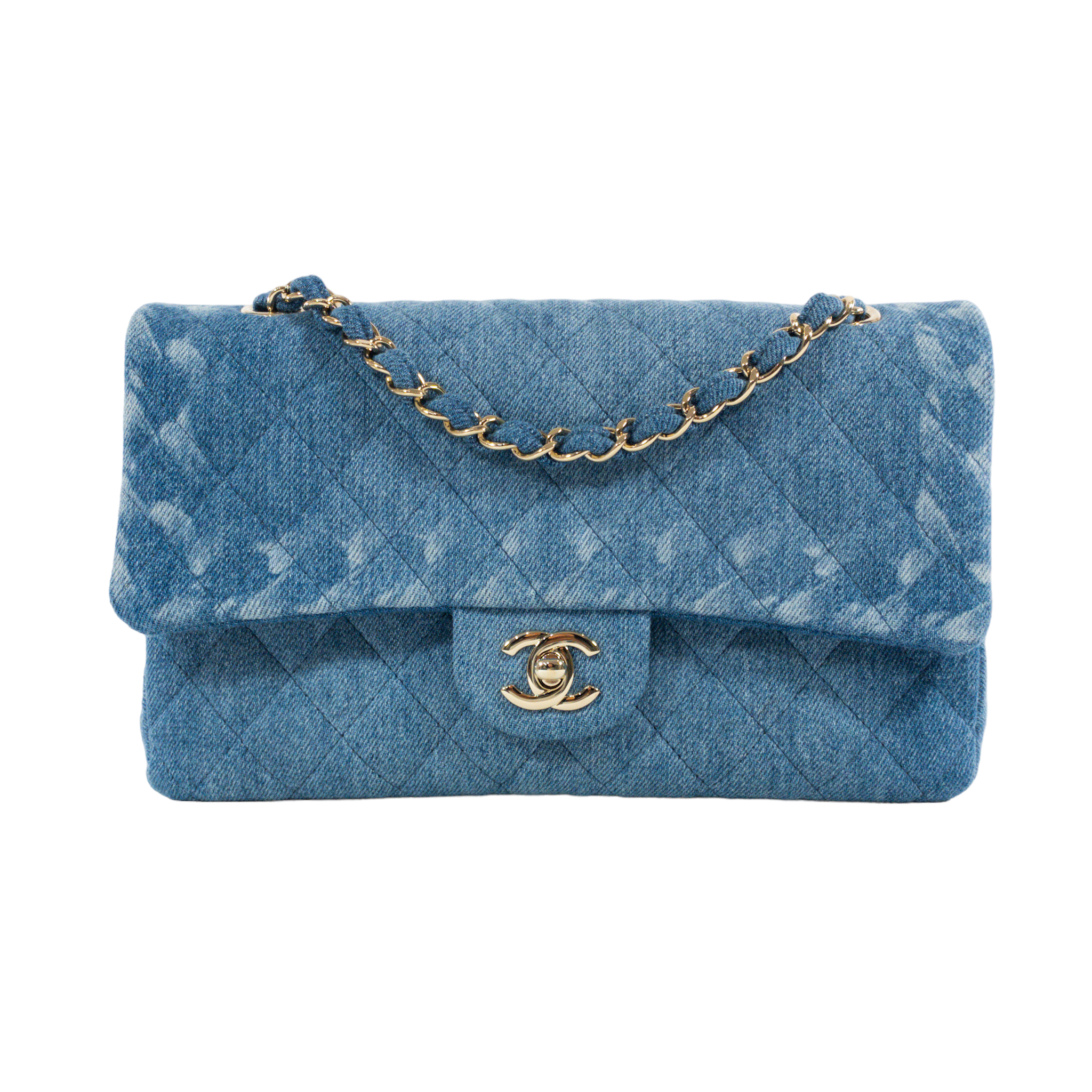 Chanel Classic Medium Flap 19S Iridescent Blue Quilted Lambskin