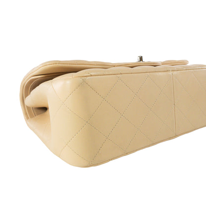Chanel Beige Lambskin Jumbo Classic Flap SHW