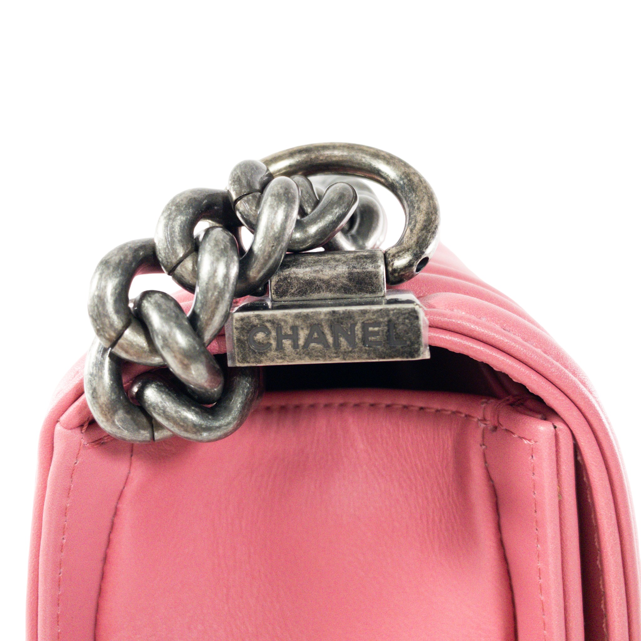 Chanel Pink Chevron Medium Boy RHW