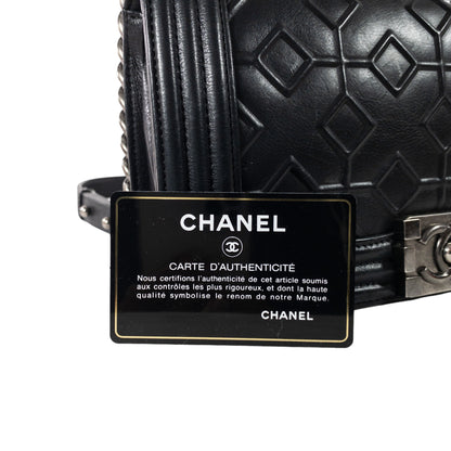 Chanel Black Arabesque Embossed Medium Boy Bag RHW