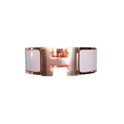 Hermes Rose Candeur Wide Clic H Bracelet Rose Gold