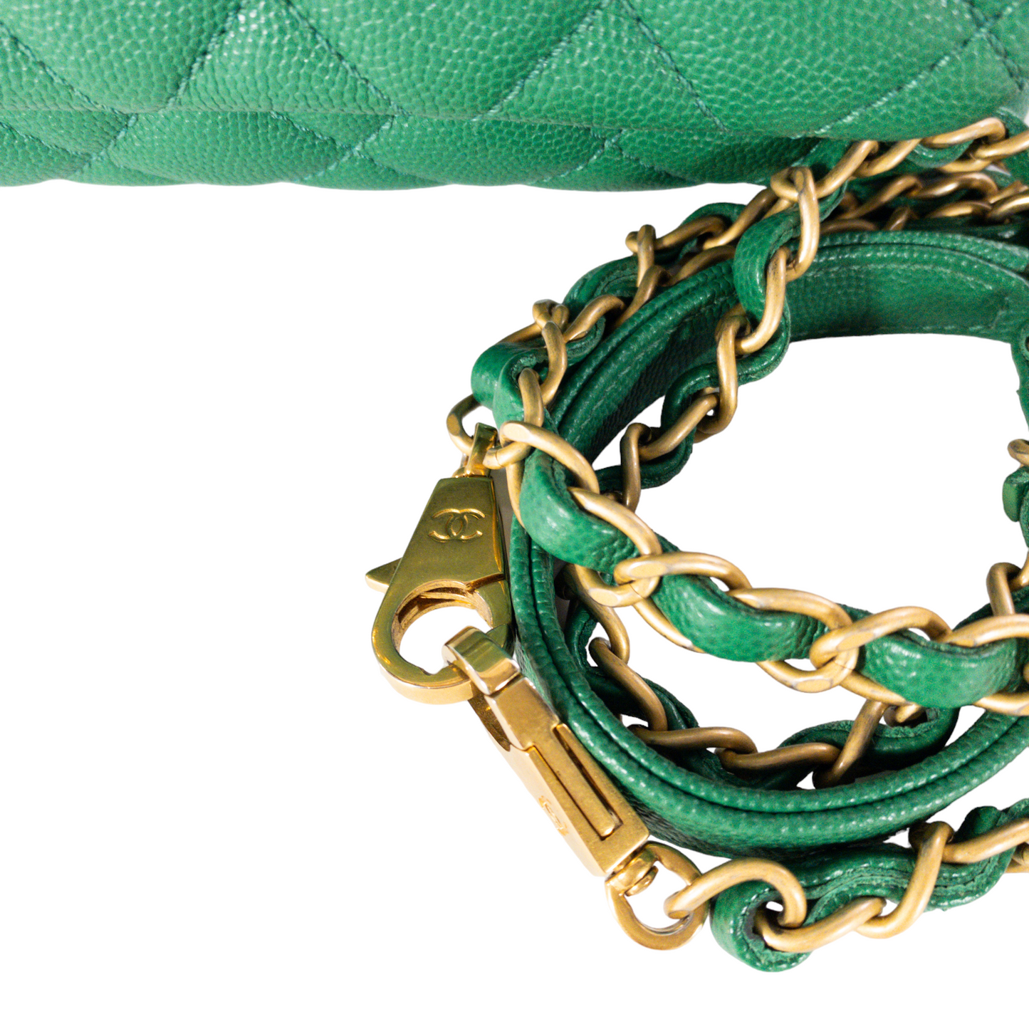 Chanel Medium Coco Handle Green Caviar GHW