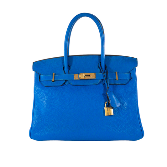 Hermes Blue Hydra Clemence Birkin 30cm GHW