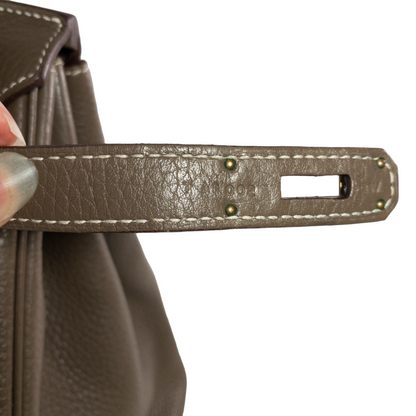 Hermes Etoupe Birkin 35 Clemence  GHW
