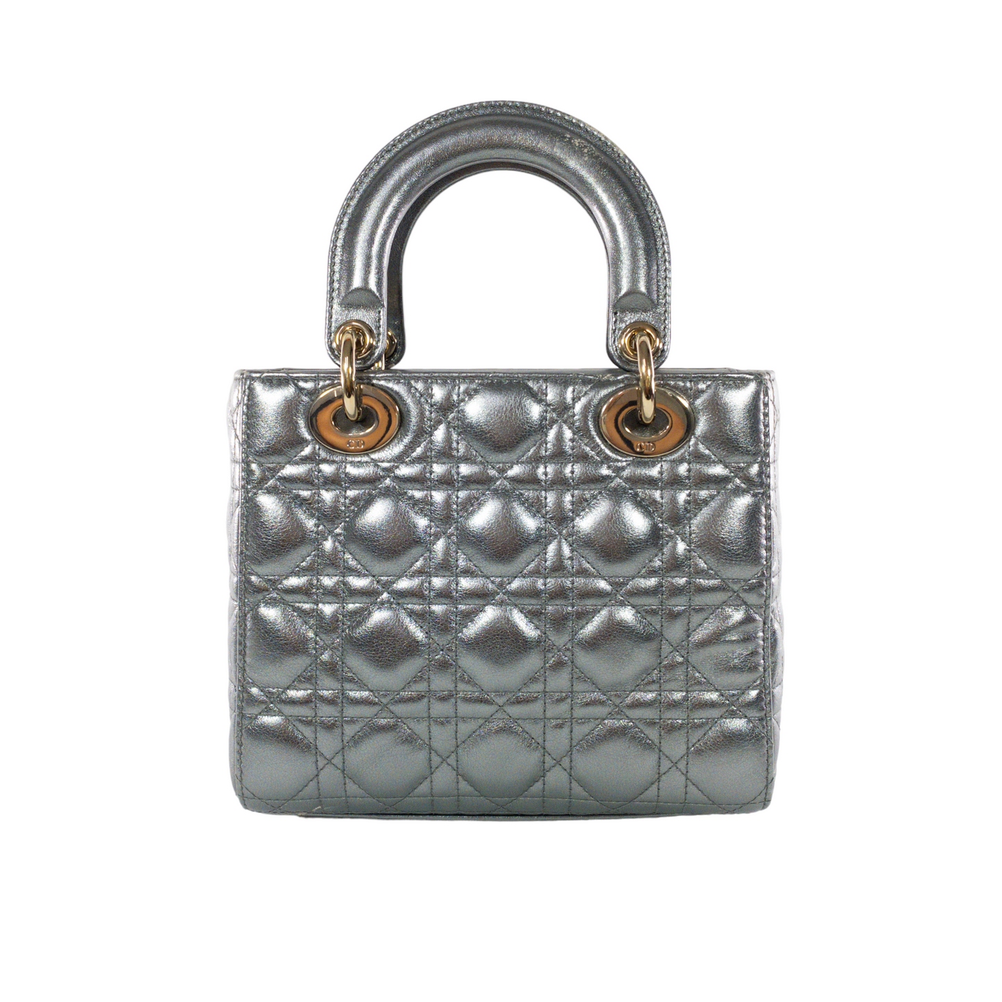 Dior Silver Metallic Small Lady Dior GHW