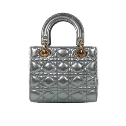 Dior Silver Metallic Small Lady Dior GHW