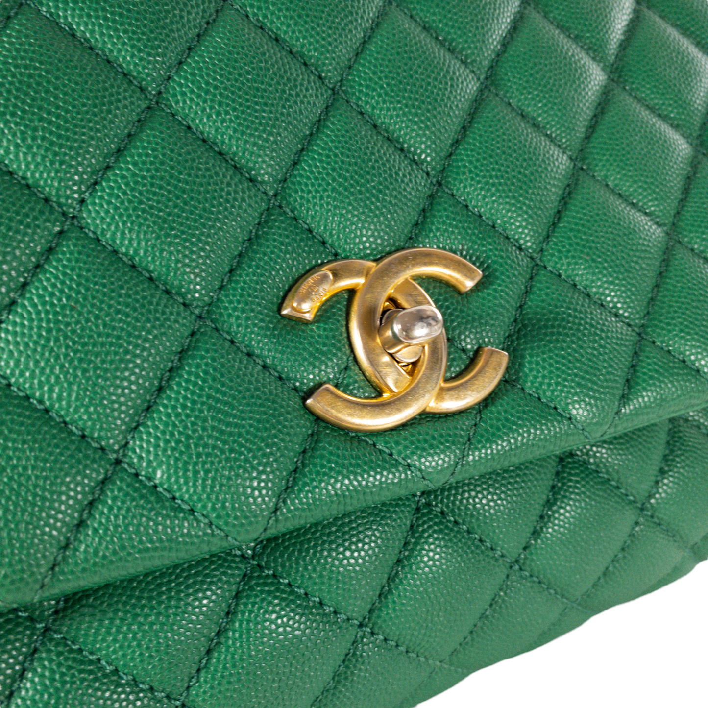 Chanel Medium Coco Handle Green Caviar GHW