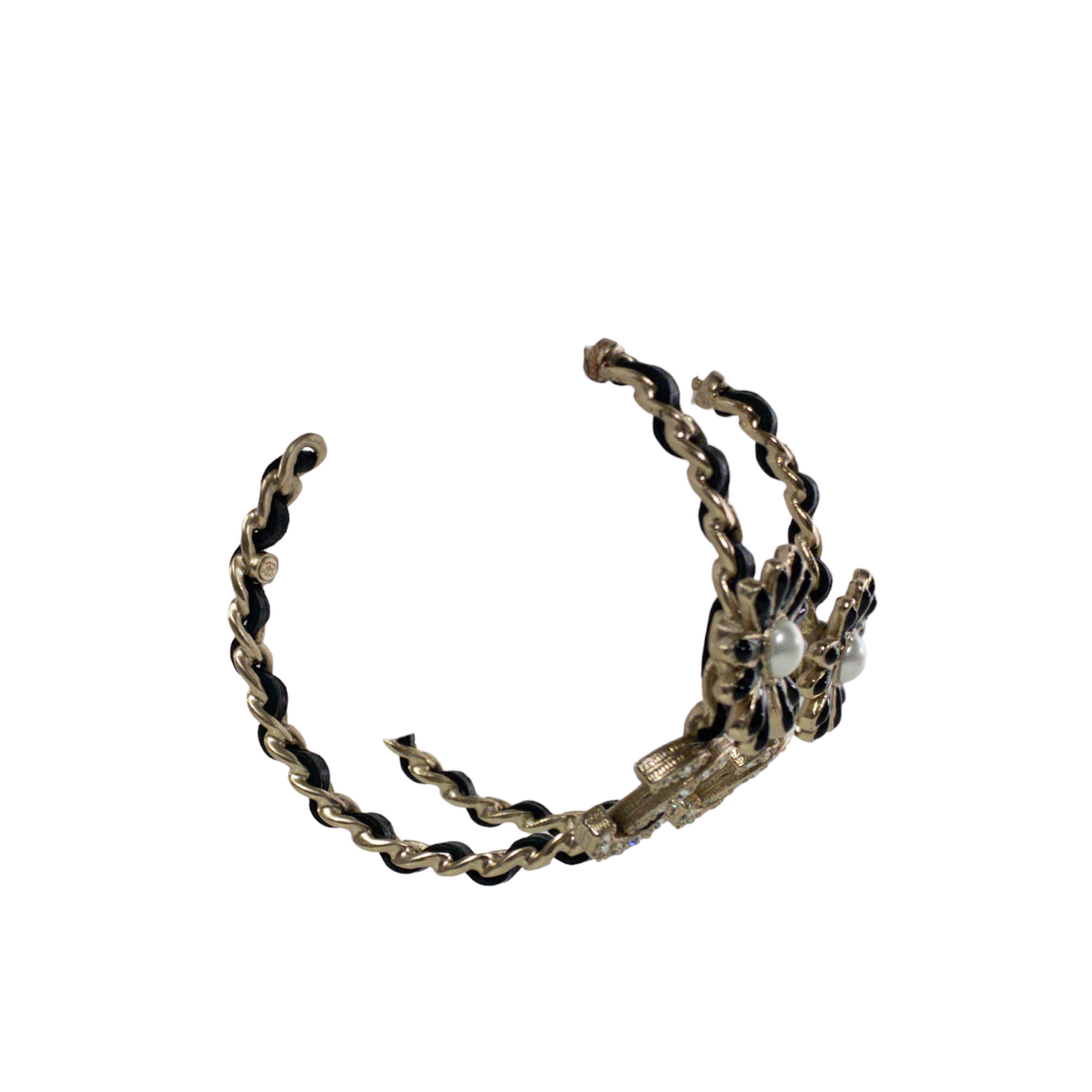 Chanel Woven Leather CC Hoop Earrings