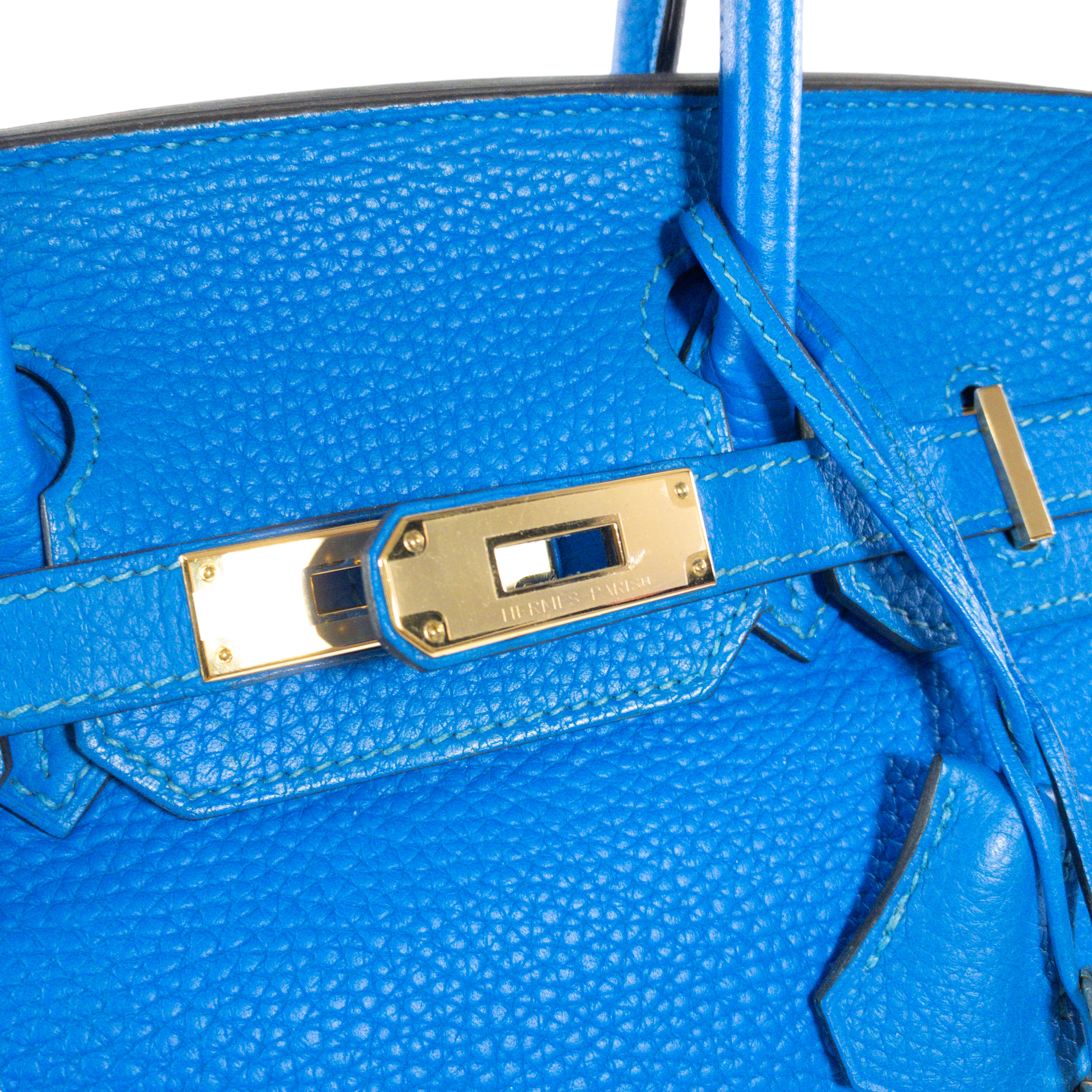 Hermes Blue Hydra Clemence Birkin 30cm GHW