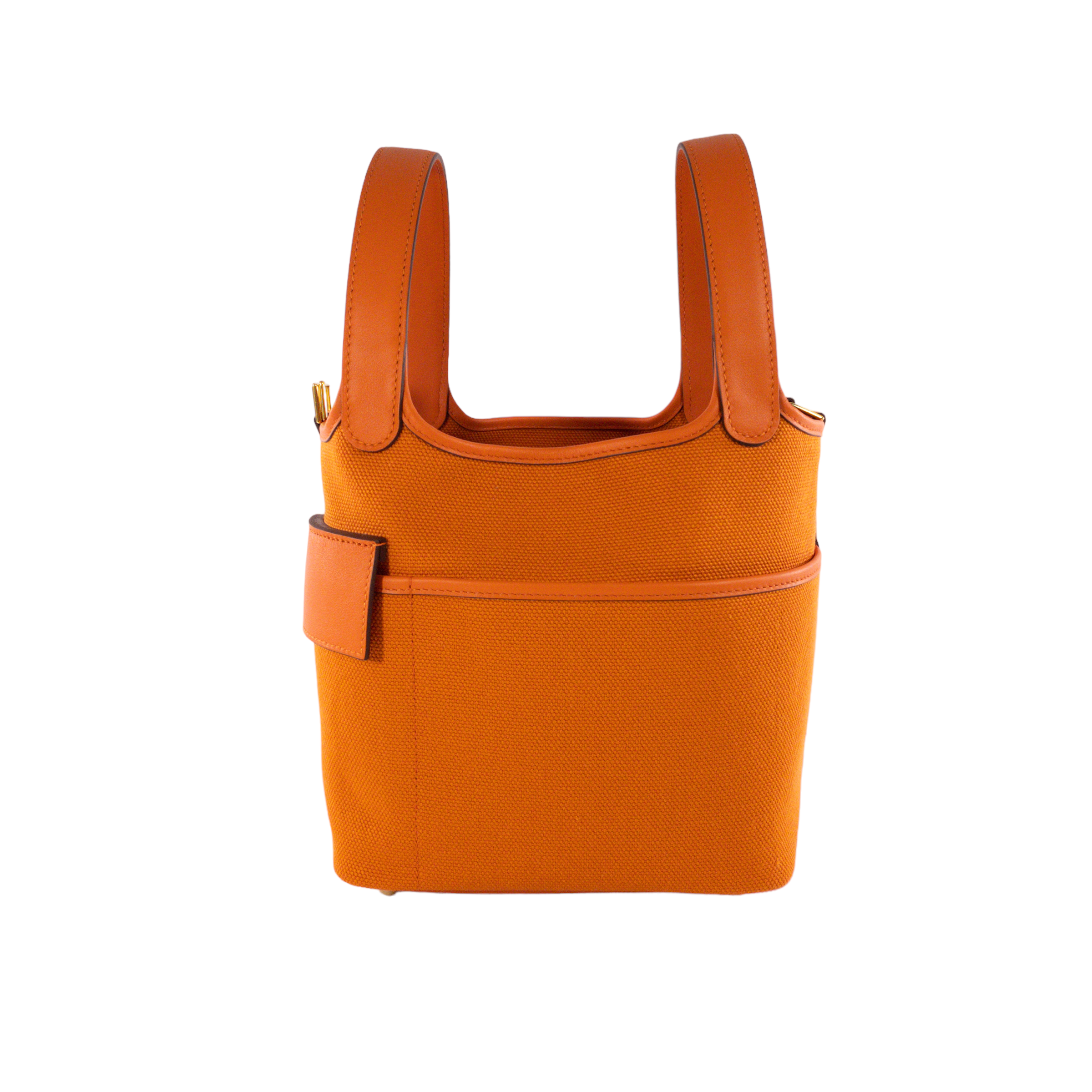 Hermes Cargo Picotin 18 Orange Toile GHW